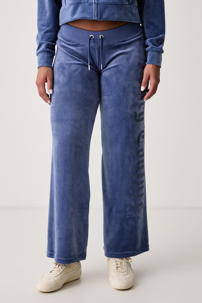 Juicy Couture Spodnie dresowe damskie OLD GOTHIC OG STRAIGHT niebieski JCWBJ226334