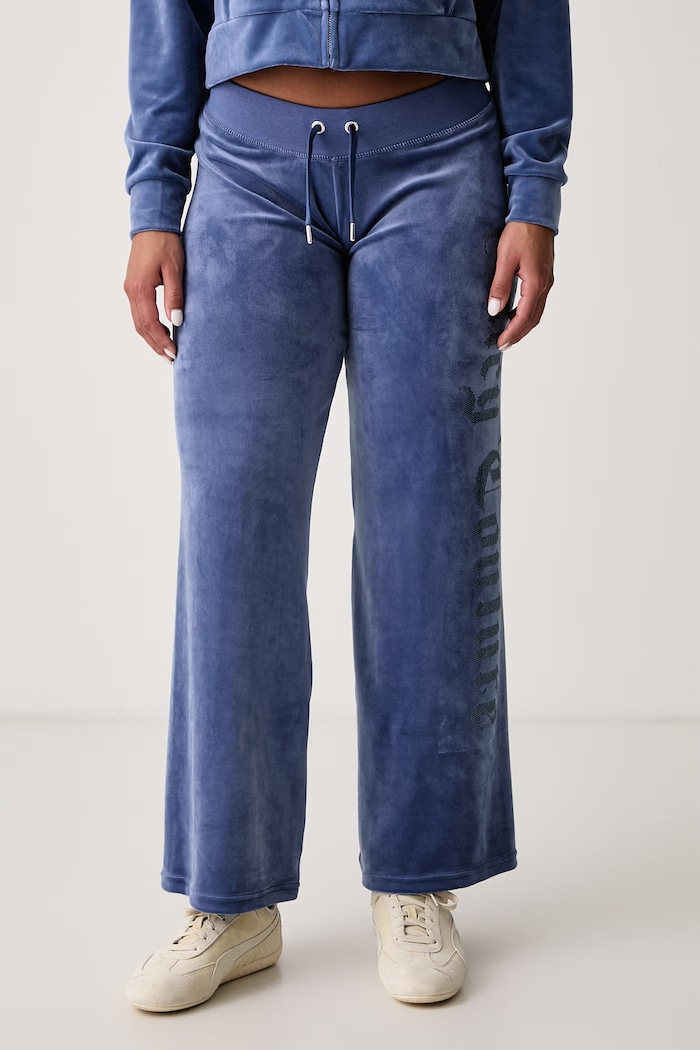 Juicy Couture Spodnie dresowe damskie OLD GOTHIC OG STRAIGHT niebieski JCWBJ226334