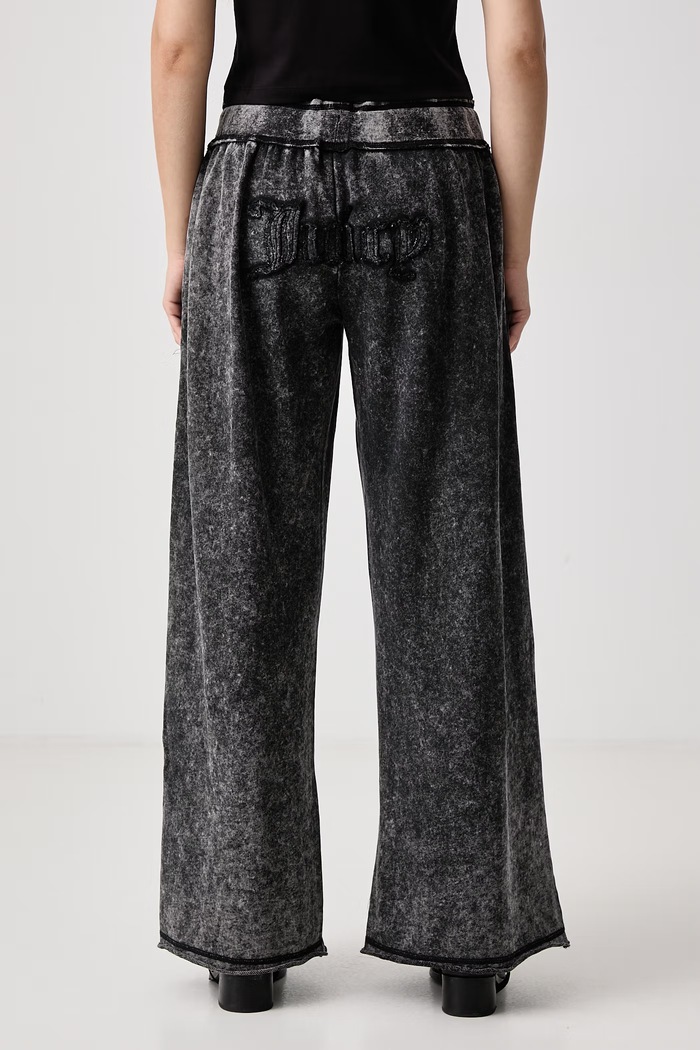 Дрехи Juicy Couture Спортен панталон дамски с памук ANNEN APPLIQUE WIDE LEG JCWBJ226321 черен