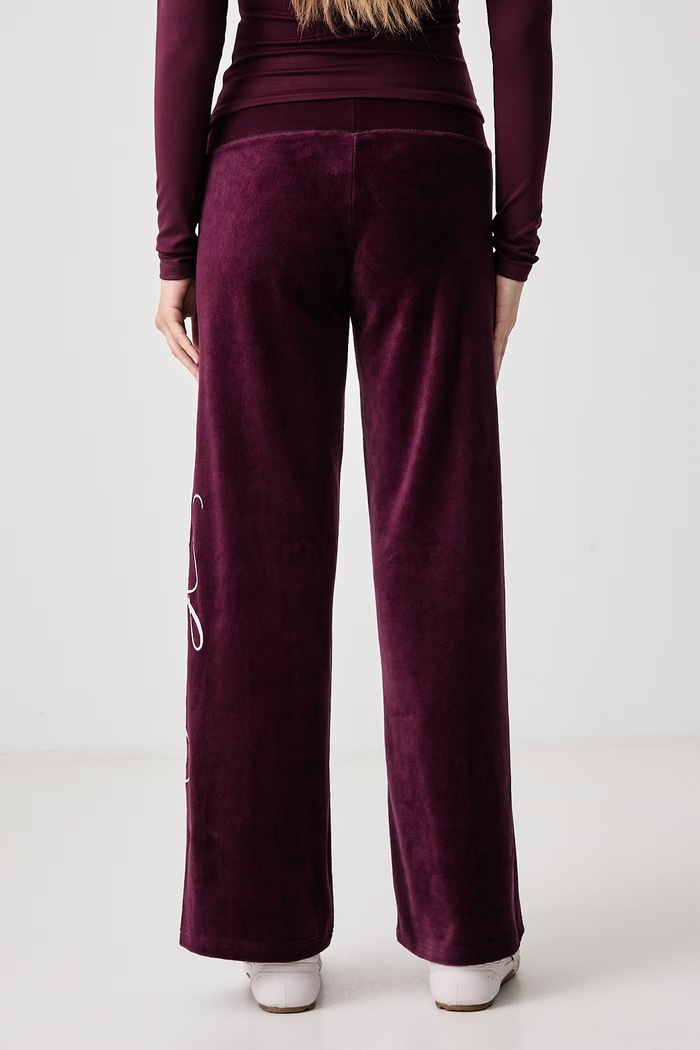 Odjeća Juicy Couture Donji dio trenirke za žene s pamukom SCRIPT REBELLE OG STRAIGHT JCWBJ226319 bordo