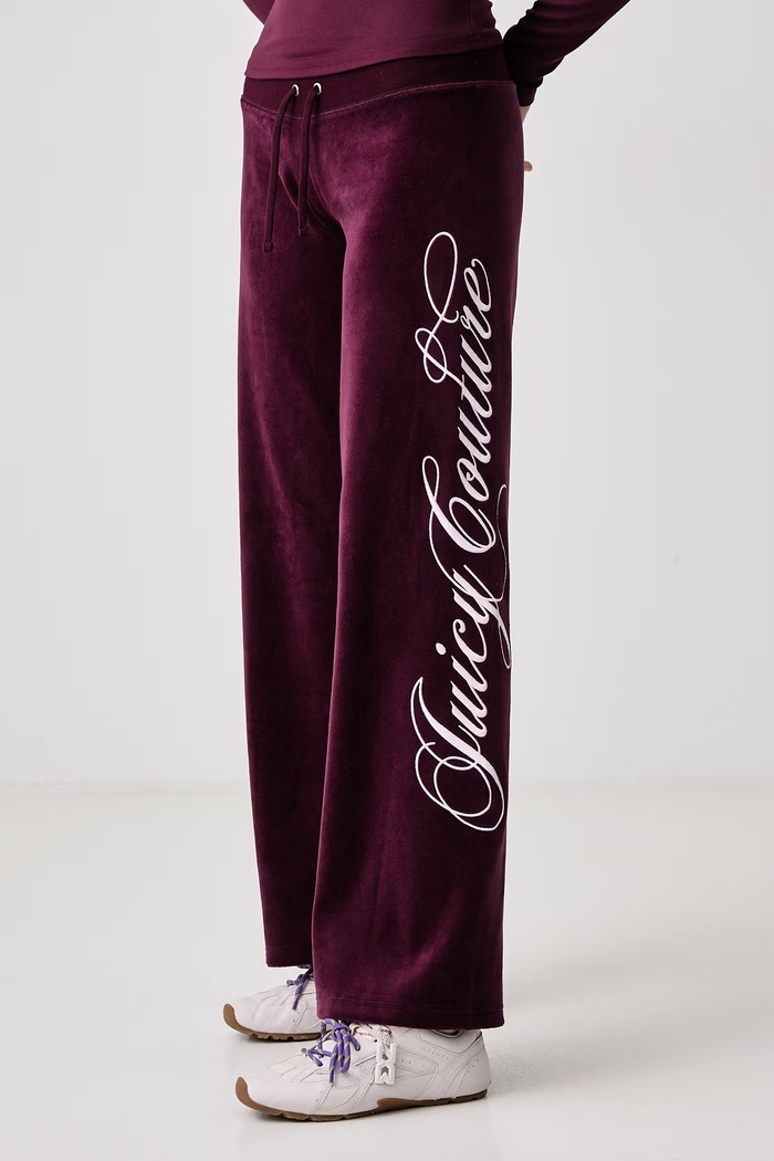 Donji dio trenirke za žene s pamukom SCRIPT REBELLE OG STRAIGHT Juicy Couture JCWBJ226319 bordo