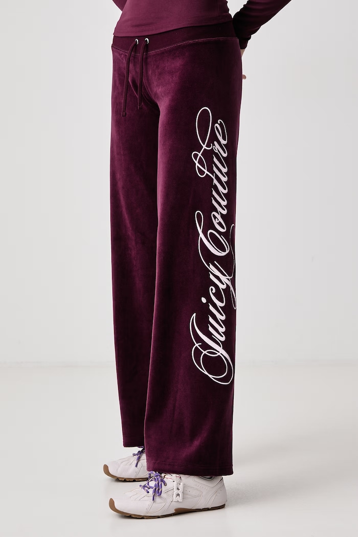 Donji dio trenirke za žene s pamukom SCRIPT REBELLE OG STRAIGHT Juicy Couture JCWBJ226319 bordo