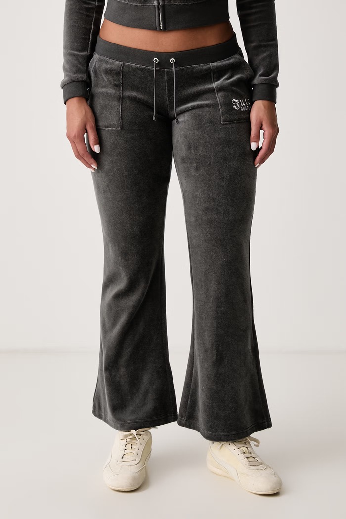 Juicy Couture Spodnie flare damskie z bawełną REGAL REBELLE CAISA ULTRA LOW RISE zielony JCGBJ226012