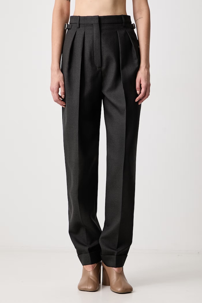 MUGLER Pantaloni straight din lână pentru femei gri 26F1PA05491039