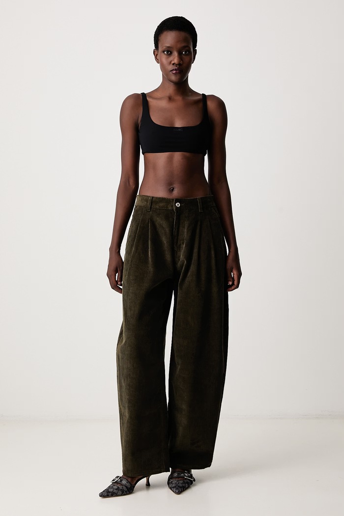 Off-White Corduroy Balloon панталон от джинс дамски 2FH00539B зелен AW26