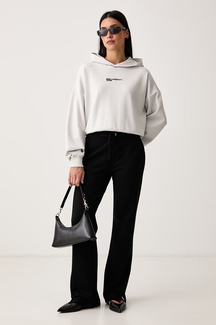 Karl Lagerfeld Jeans Spodnie straight damskie z wiskozą B4W10073 czarny AW26
