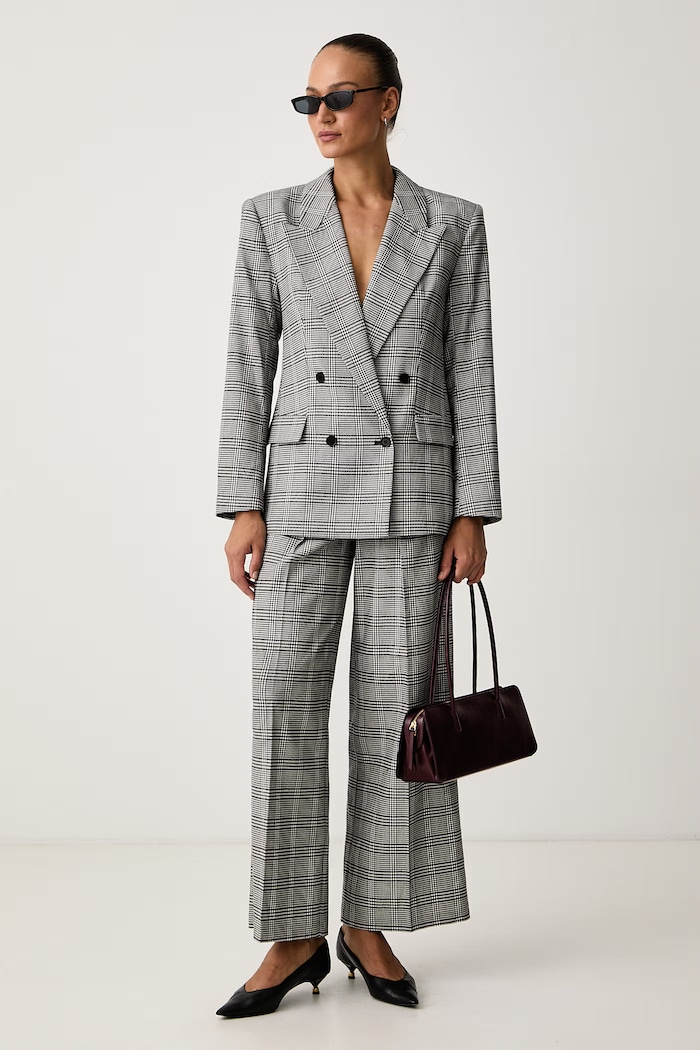 Karl Lagerfeld Spodnie straight damskie z dodatkiem wełny B4W10060 czarny AW26