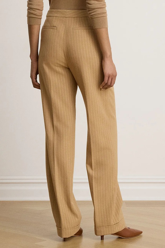 Lauren Ralph Lauren Spodnie garniturowe damskie z wełną 200B27691 brązowy AW26
