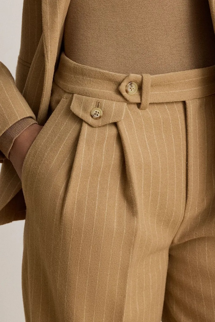 Spodnie garniturowe damskie z wełną Lauren Ralph Lauren 200B27691 brązowy