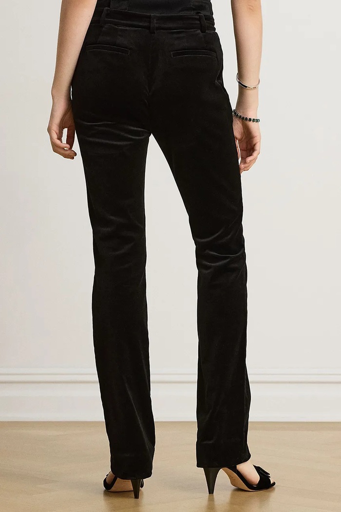 Lauren Ralph Lauren Spodnie straight damskie bawełniane z elastanem 200B32928 czarny AW26
