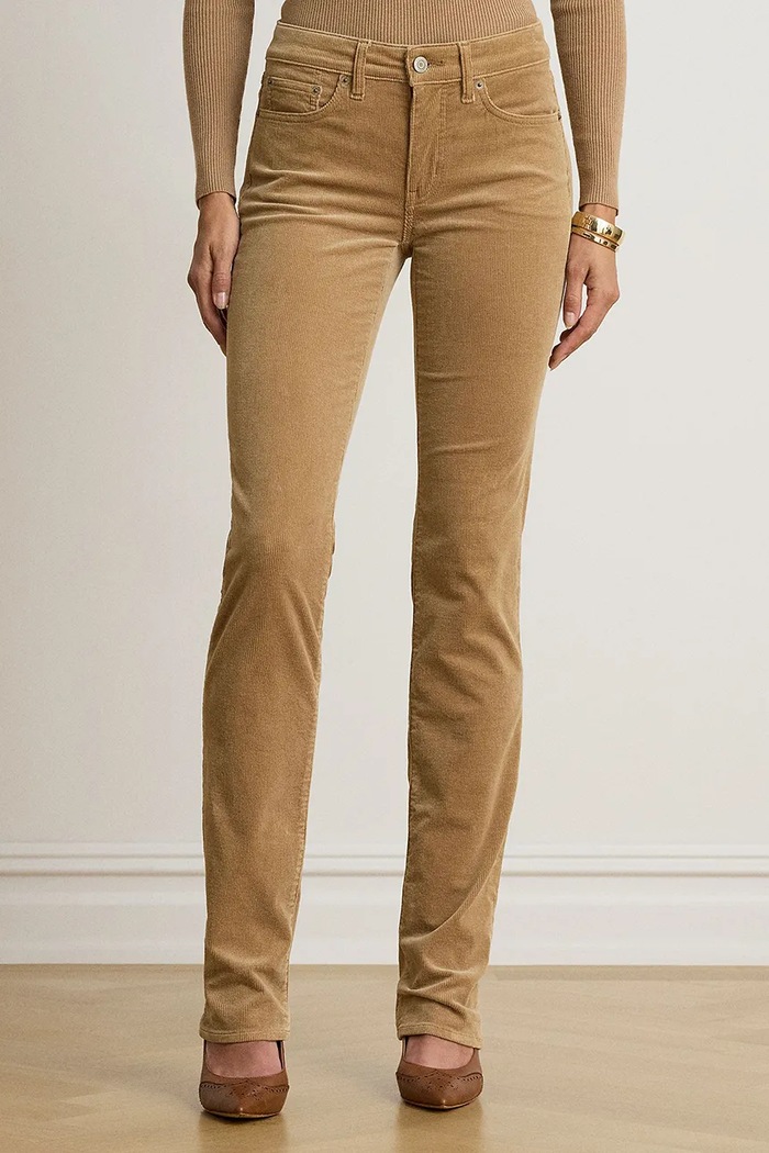 Lauren Ralph Lauren Spodnie damskie sztruksowe beżowy 200B27754