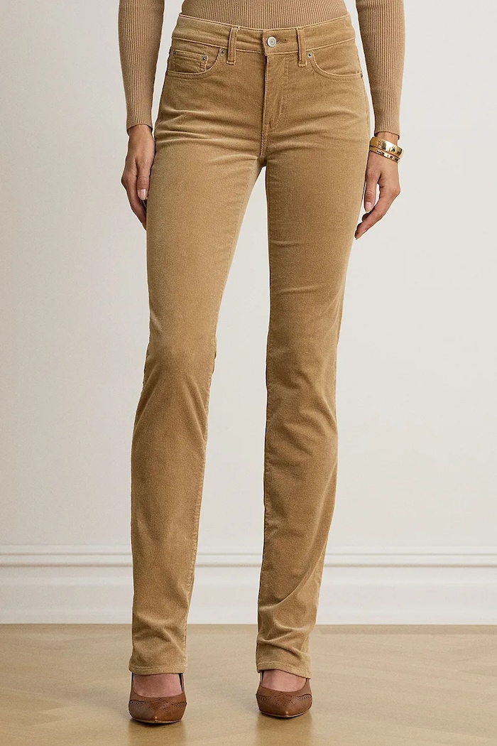 Lauren Ralph Lauren Spodnie damskie sztruksowe beżowy 200B27754