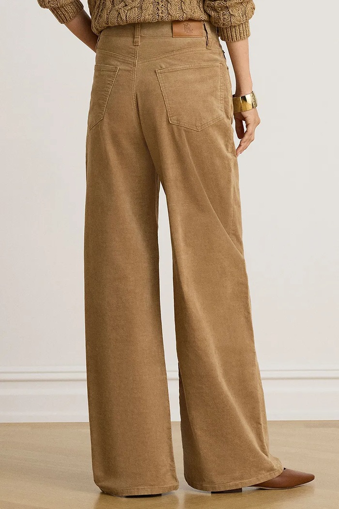 Lauren Ralph Lauren Spodnie wide leg damskie z kaszmirem 200B34256 brązowy AW26