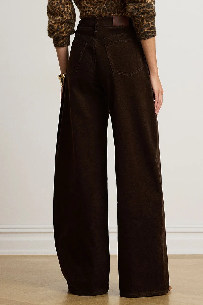 Lauren Ralph Lauren Spodnie wide leg damskie z kaszmirem 200B34256 brązowy AW26
