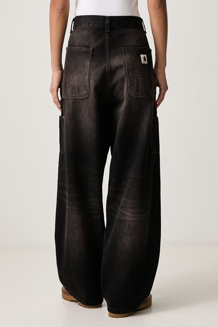 Odzież Carhartt WIP Brandon Double Knee Pant jeansy loose damskie I034635 czarny