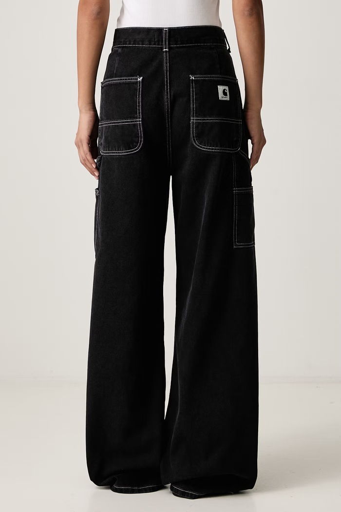 Odzież Carhartt WIP Jens Pant jeansy loose damskie I036599 czarny