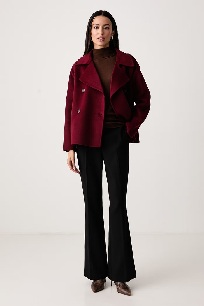 DKNY Spodnie flare damskie UG6PM733 czarny AW26
