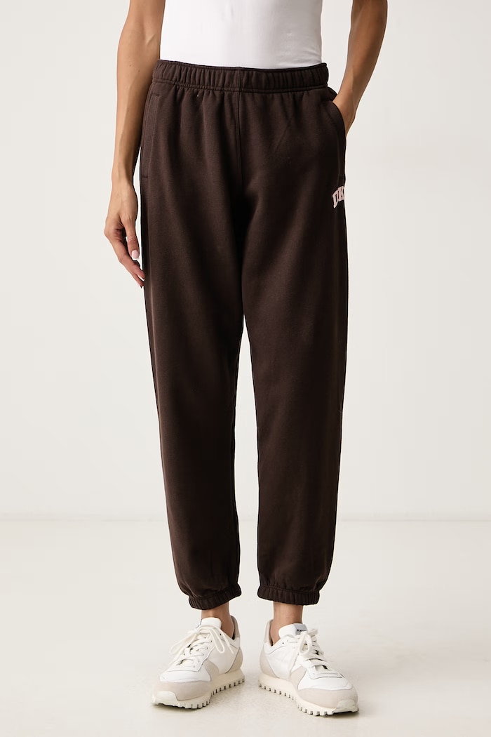 DKNY Spodnie dresowe damskie z bawełną brązowy DP6P3895