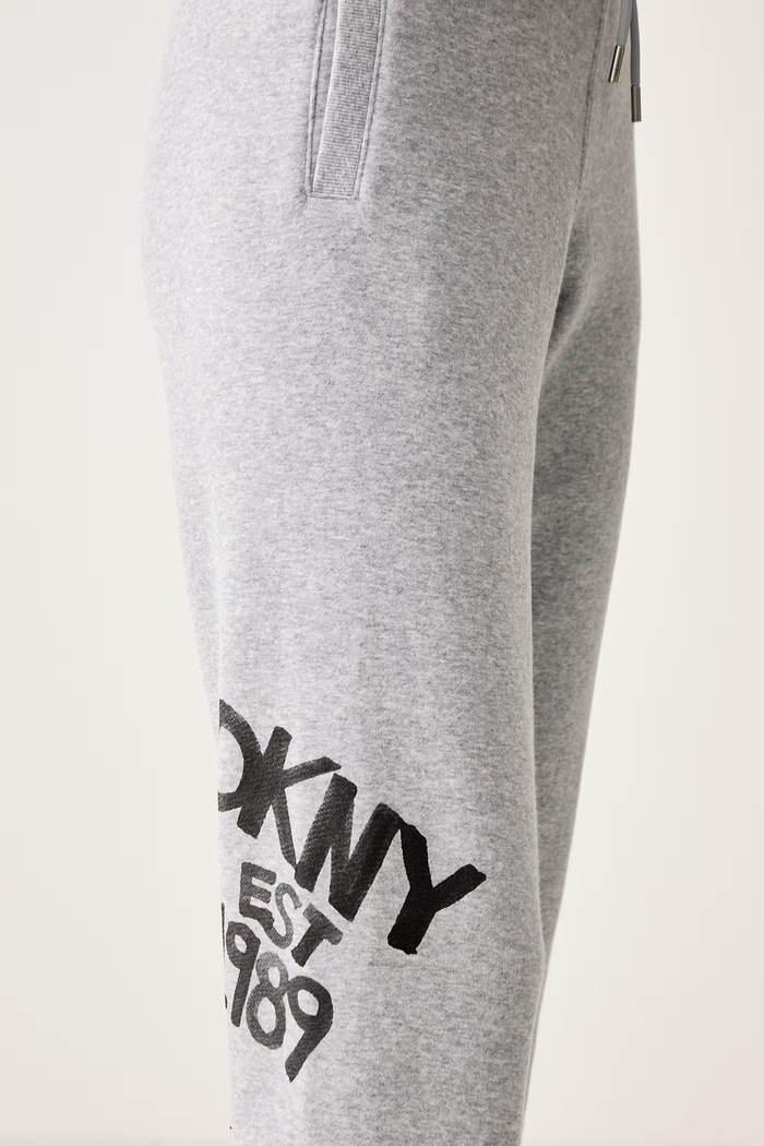 Spodnie dresowe damskie z bawełną DKNY DP6P3959 szary