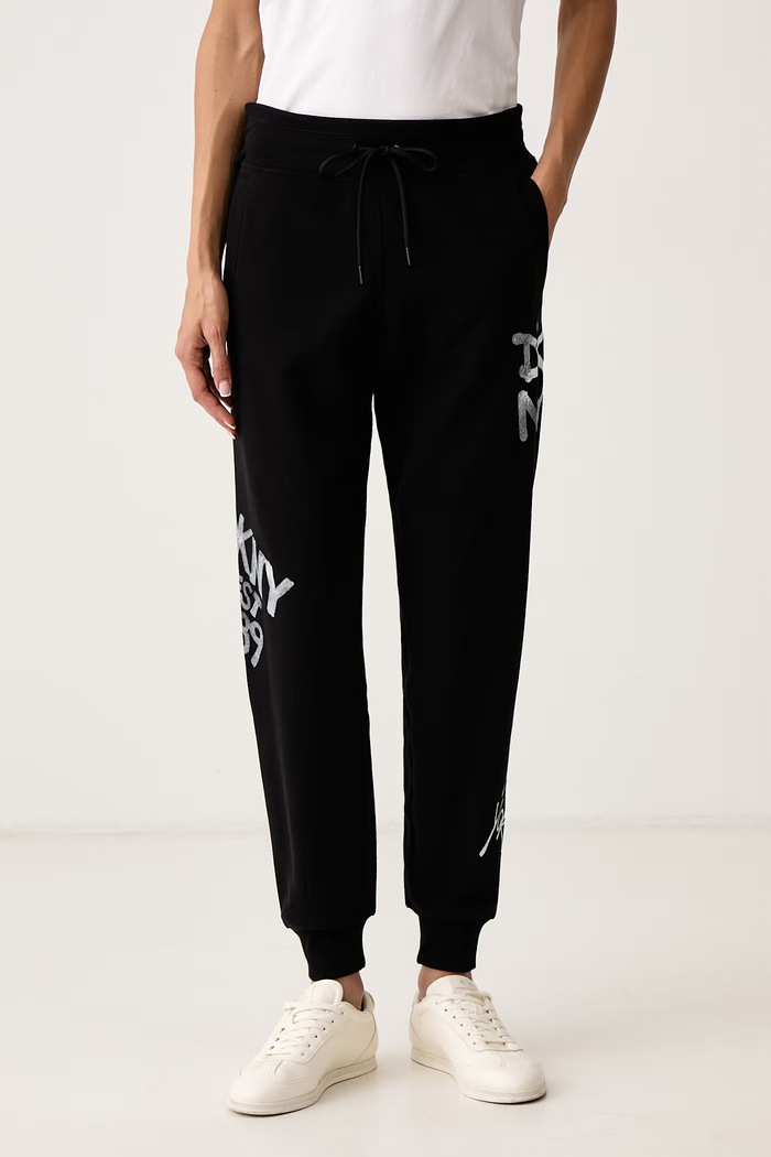 DKNY Spodnie dresowe damskie z bawełną czarny DP6P3959