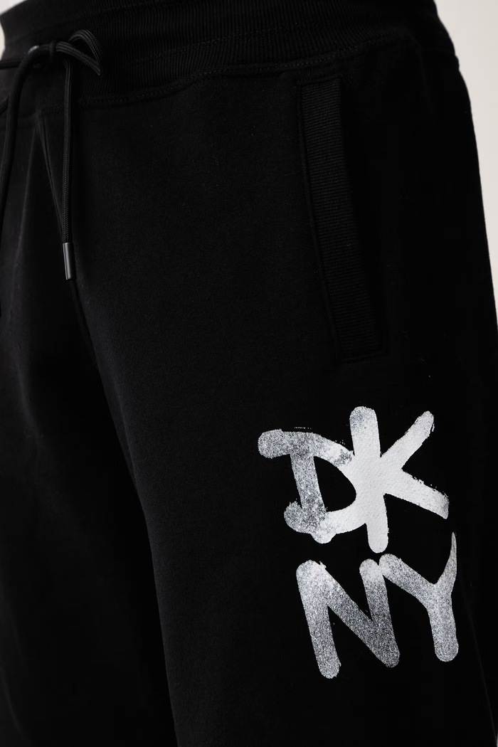 Spodnie dresowe damskie z bawełną DKNY DP6P3959 czarny