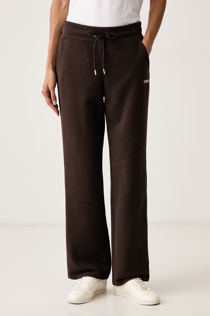 DKNY Spodnie dresowe damskie z bawełną brązowy DP6P3801