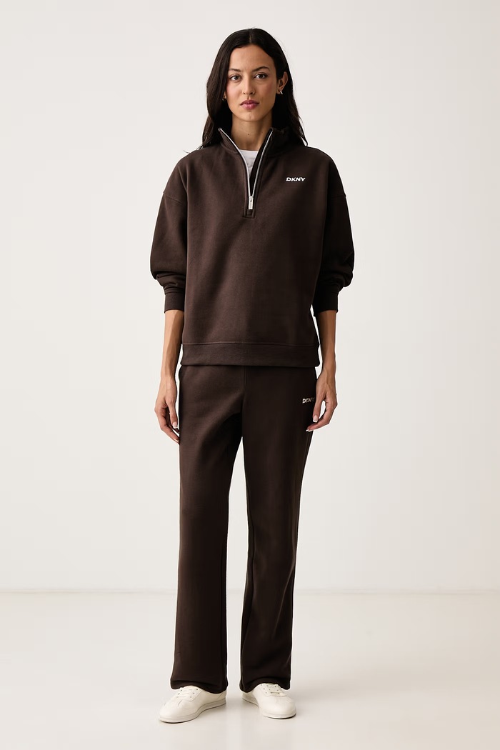 DKNY Spodnie dresowe damskie z bawełną DP6P3801 brązowy AW26