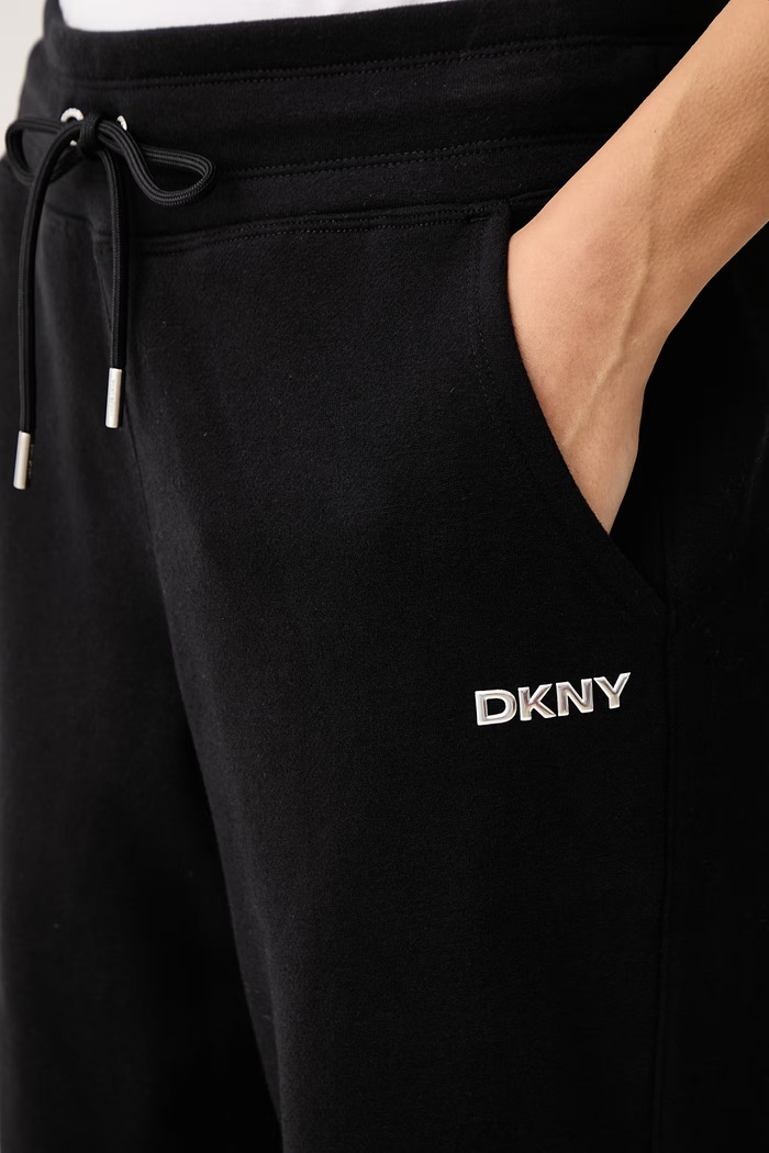 Spodnie dresowe damskie z bawełną DKNY DP6P3801 czarny