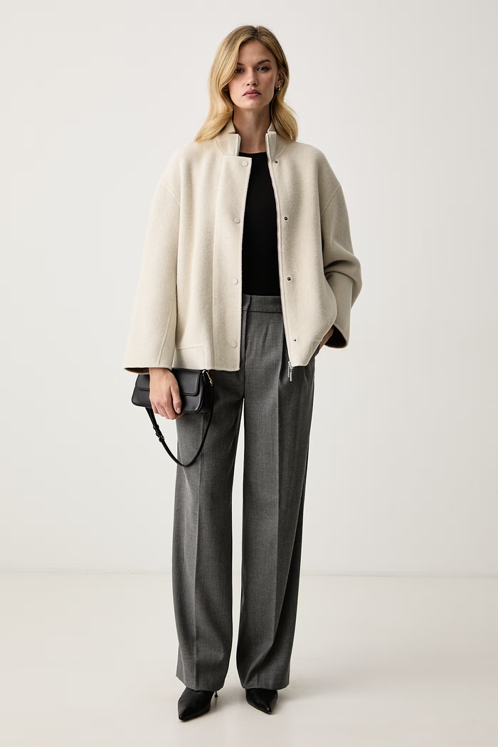 Max&Co. Spodnie damskie z wełną VALZER 2626136063200 szary AW26
