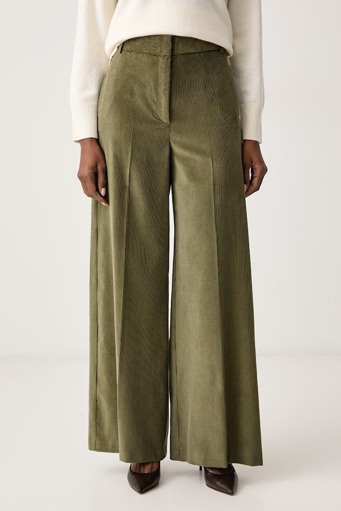 Max&Co. Spodnie wide leg damskie z bawełną CANE zielony 2626136024200