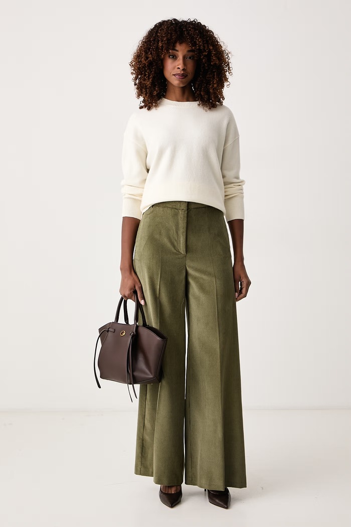 Max&Co. Spodnie wide leg damskie z bawełną CANE 2626136024200 zielony AW26