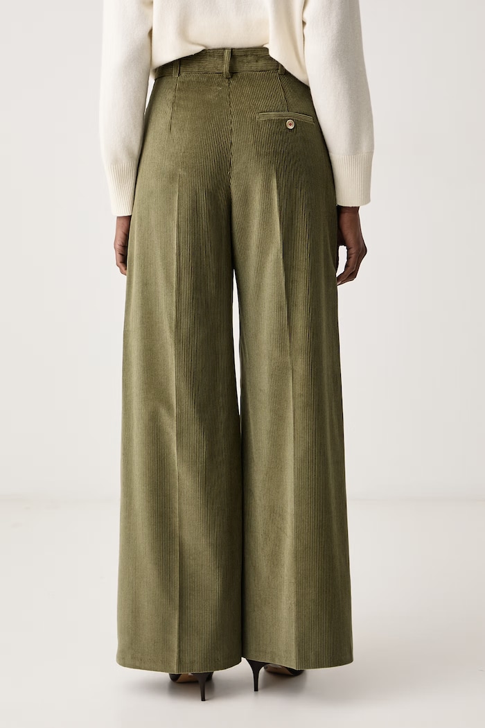 Odzież Max&Co. Spodnie wide leg damskie z bawełną CANE 2626136024200 zielony