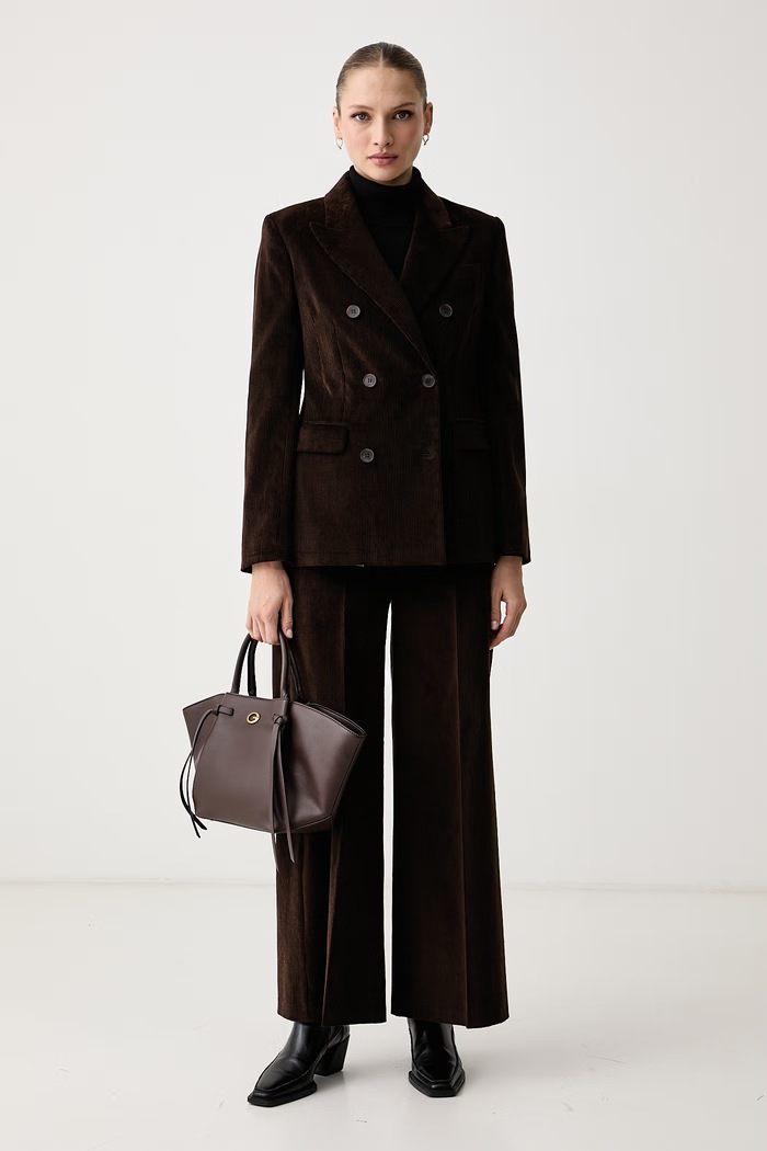 Max&Co. Spodnie wide leg damskie z bawełną CANE 2626136024200 brązowy AW26