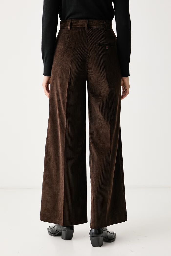 Odzież Max&Co. Spodnie wide leg damskie z bawełną CANE 2626136024200 brązowy