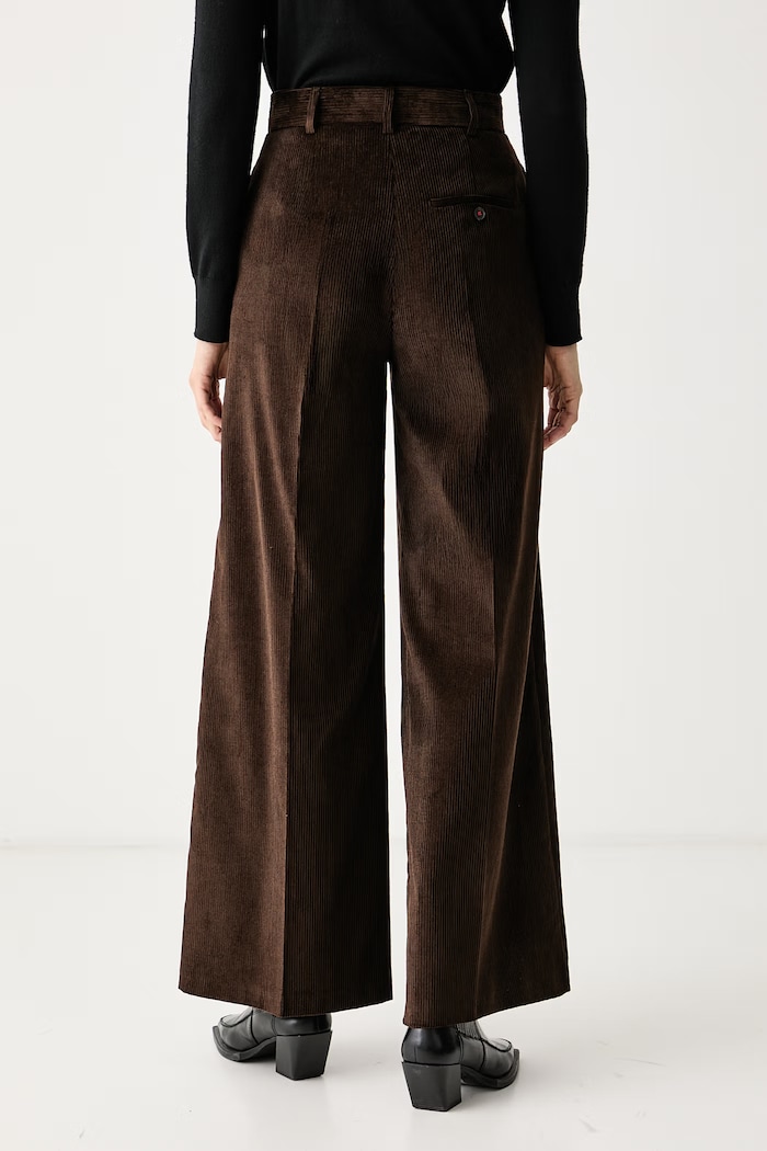 Odzież Max&Co. Spodnie wide leg damskie z bawełną CANE 2626136024200 brązowy