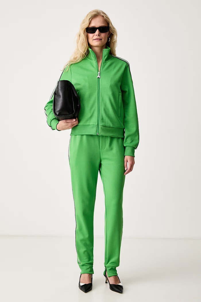Patrizia Pepe Spodnie dresowe damskie z bawełną 2P0017.J0081 zielony AW26