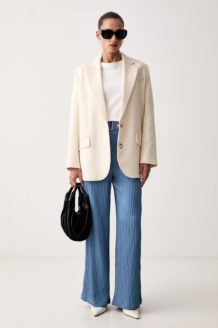 Max&Co. Spodnie damskie z wiskozą TRIONFO 2626136061200 niebieski AW26
