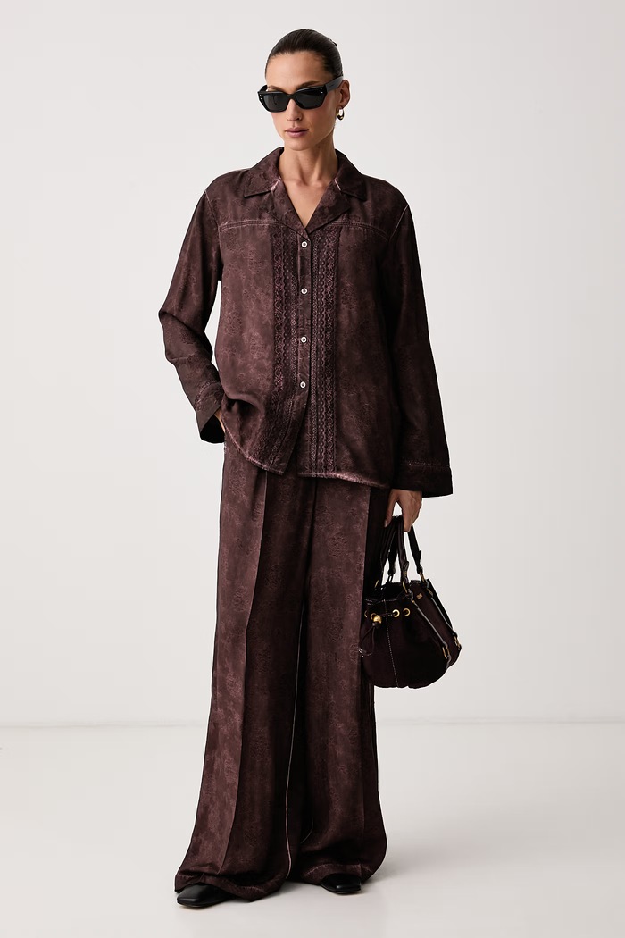 Max&Co. Spodnie damskie z wiskozy BALCO 2626136021200 brązowy AW26