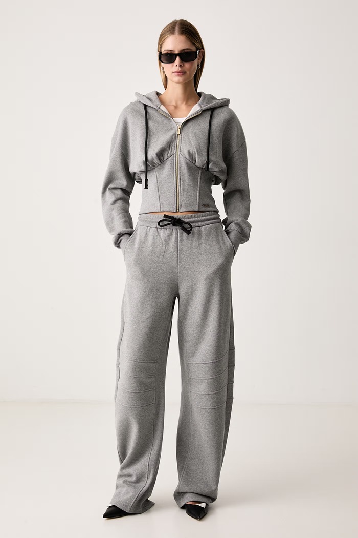 Just Cavalli Spodnie dresowe damskie bawełniane 81PAAE22.CF102 szary AW26