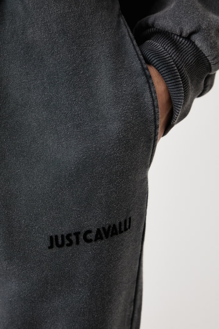 Spodnie dresowe damskie bawełniane Just Cavalli 81PAAE14.CFW13 szary