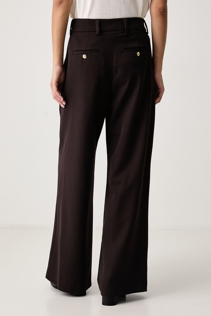 Odzież Just Cavalli Spodnie wide leg damskie z wiskozą 81PAA1B2.N0758 brązowy