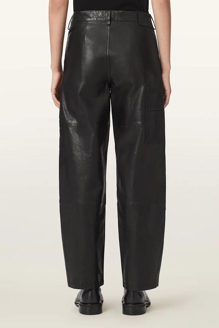 AllSaints Spodnie damskie skórzane MANTA W015TF czarny AW26