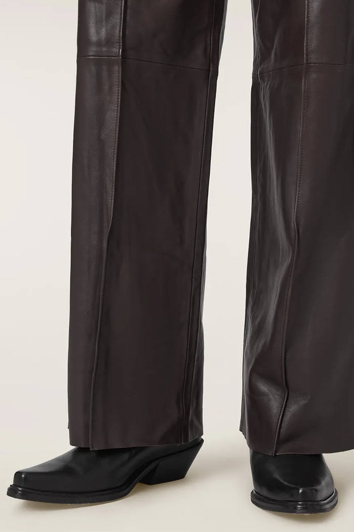 Spodnie damskie skórzane FRAN AllSaints W014TF brązowy