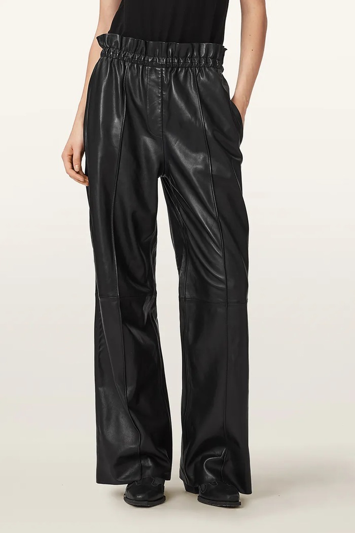 AllSaints Spodnie damskie skórzane FRAN czarny W014TF