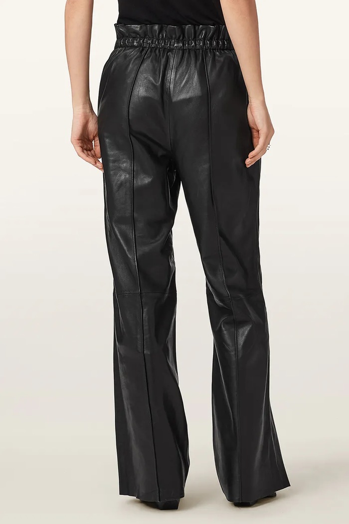 AllSaints Spodnie damskie skórzane FRAN W014TF czarny AW26