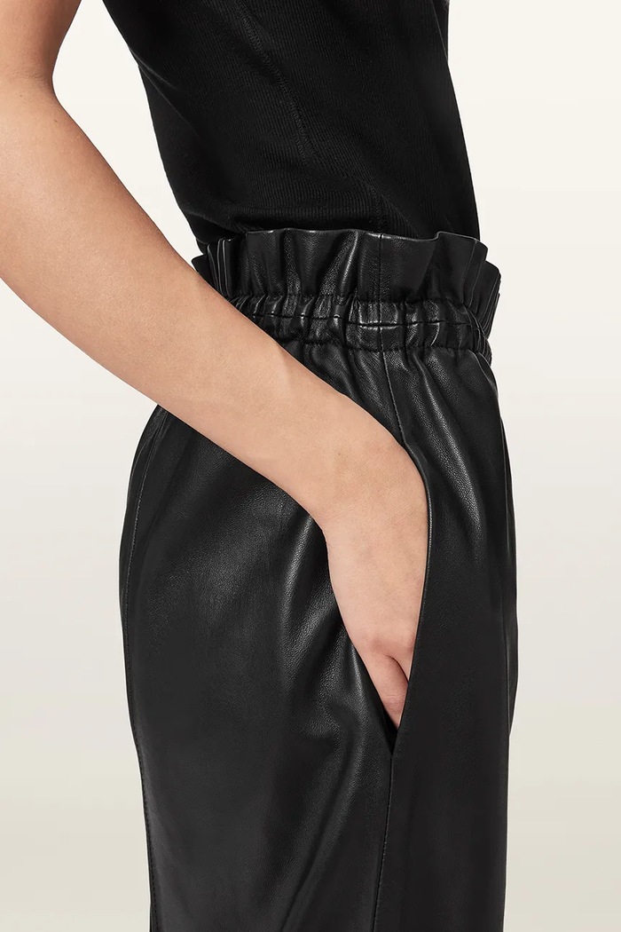 Spodnie damskie skórzane FRAN AllSaints W014TF czarny