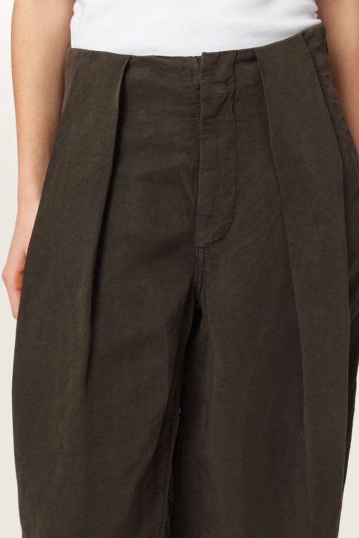 Spodnie wide leg damskie z dodatkiem lnu PHI AllSaints W029TF brązowy