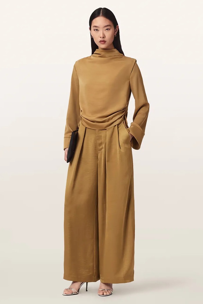 Odzież AllSaints Spodnie damskie LOLA W012TF żółty