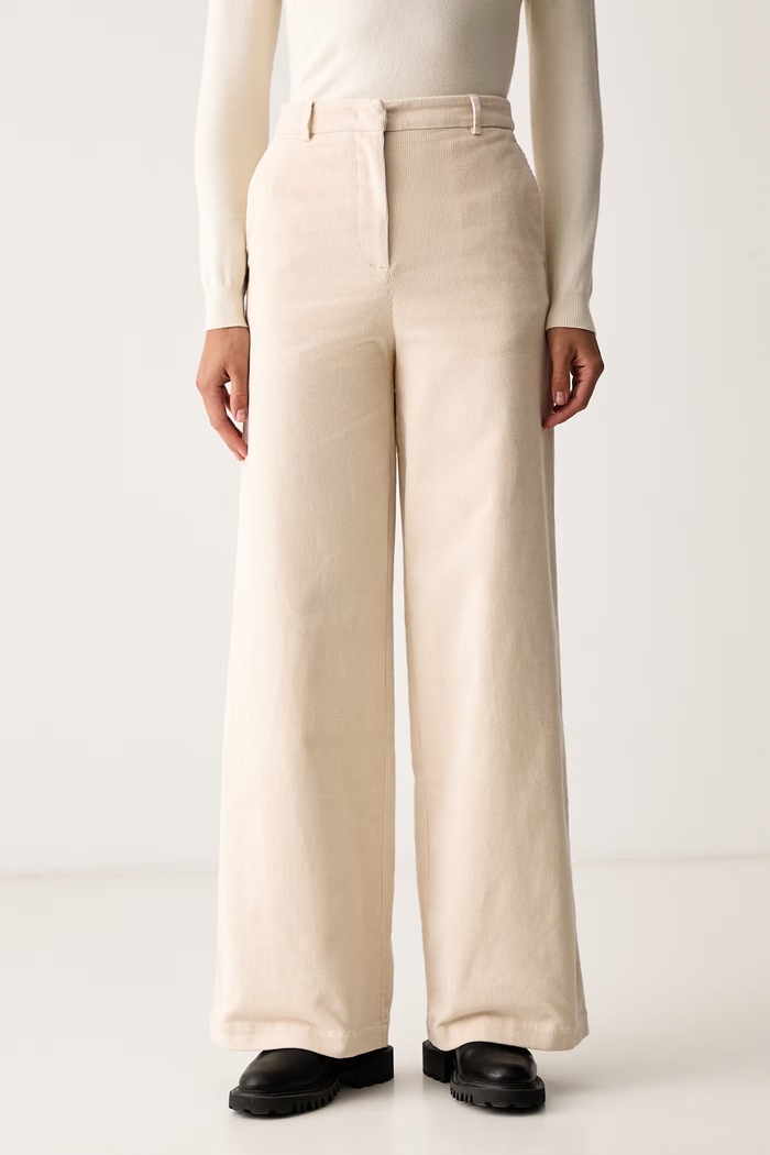 Colmar Spodnie wide leg damskie bawełniane z elastanem beżowy 06000001W.3LK