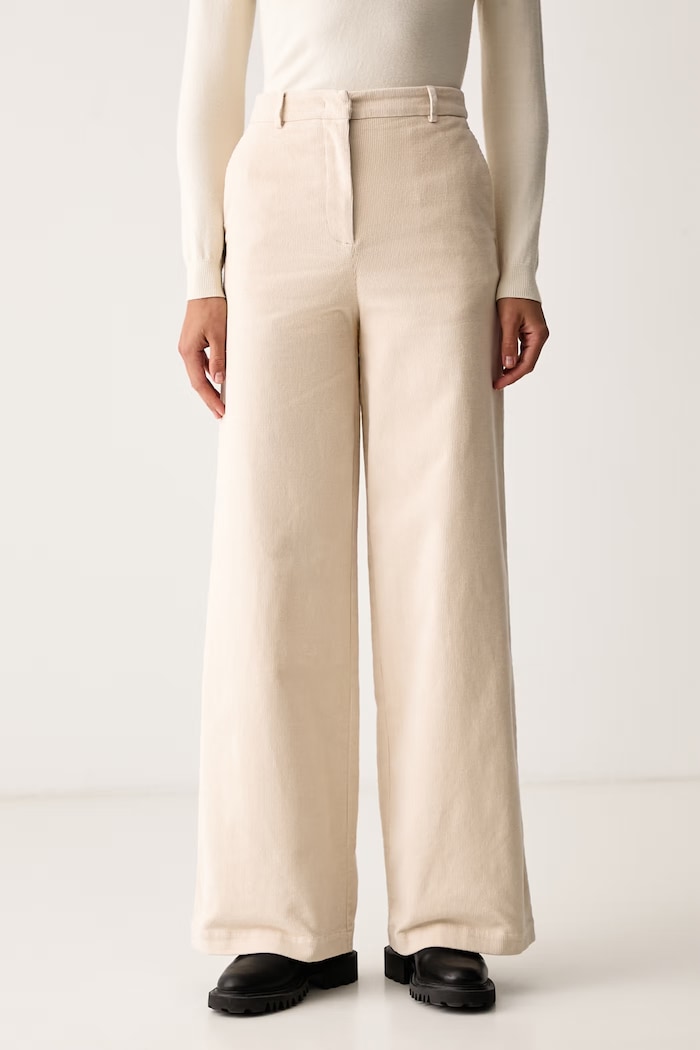 Colmar Spodnie wide leg damskie bawełniane z elastanem beżowy 06000001W.3LK